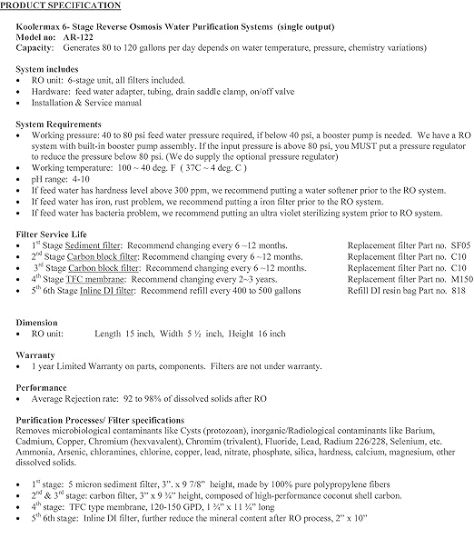 AR-122 6-stage RO+DI Aquarium Reef Reverse Osmosis Water System 150 GPD New Complete-PawvioPets