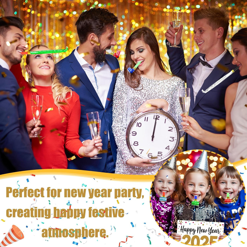 24 Pcs Party Blower Colorful Blowouts Noisemakers Birthday Blowouts Whistles for Party Favors(Colorful Metallic Roll)