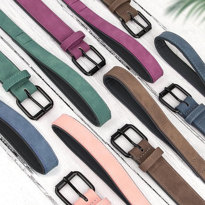 Didog Soft Padded Leather Dog Collar and Leash Set, Heavy Duty Dog Leash and Collar Set with Metal Buckle, Breathable Dog Collars with 4FT Leather Dog Leash for Small Medium Large Dogs, Purple, XL-PawvioPets