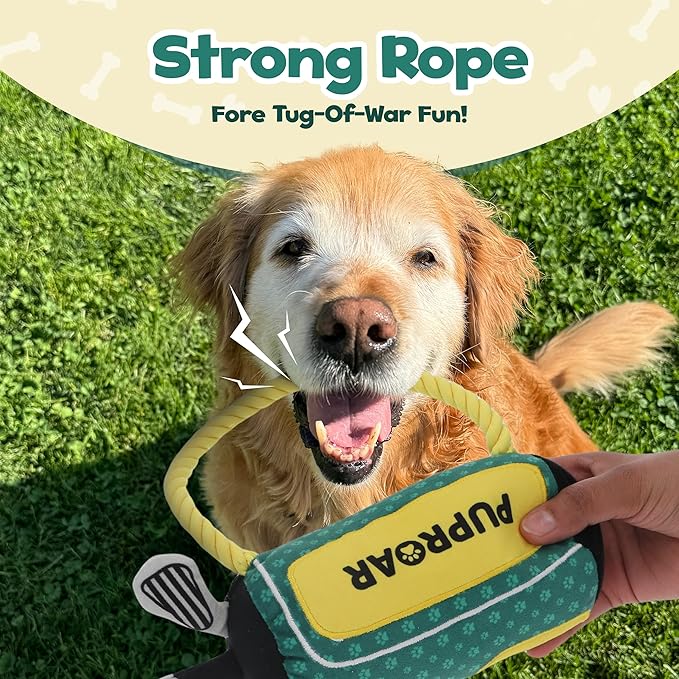 Golf Dog Toy – Birthday Dog Toy, Funny Plush Squeaky Puppy Gift with Rope & Crinkle, Golf Bag Gift-PawvioPets