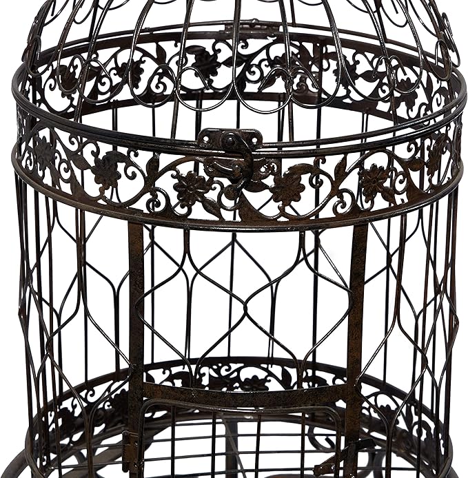 Deco 79 Vintage Metal Free-Standing Birdcage, 14" x 14" x 47", Black-PawvioPets
