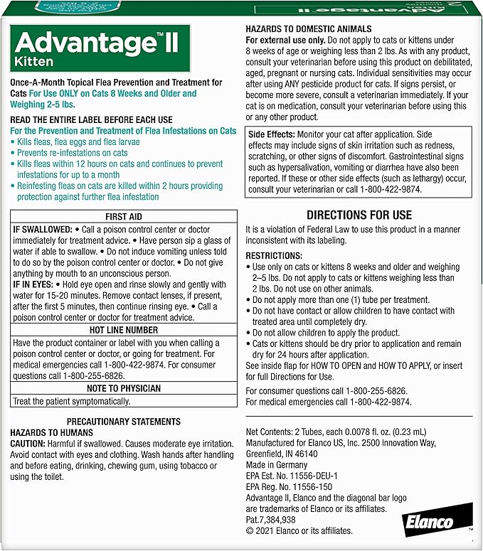 Advantage II Kitten Vet-Recommended Flea Treatment & Prevention | Cats 2-5 lbs. | 2-Month Supply-PawvioPets