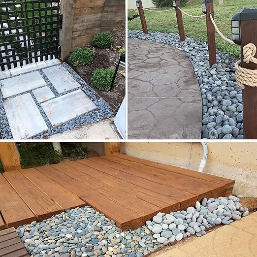 18 Pounds Natural River Rocks Mexican Beach Pebbles for Garden Landscape Stone Paving Stone Grey (1Inch)-PawvioPets