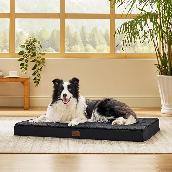 Bedsure Dog Bed for Large Dogs - Orthopedic Waterproof Puppy Beds with Removable Washable Cover, Egg Crate Foam Pet Mat, Suitable for Pet Up to 65 lbs-PawvioPets
