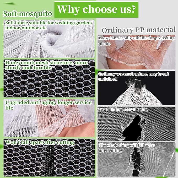 78x10Ft Mosquito Netting Garden Mesh Netting, Bug Insect Mosquito Fly Bird Net, Animals Barrier Protection Net, White 3x24m-PawvioPets