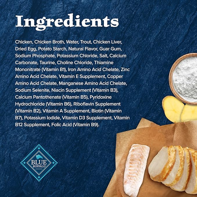 Blue Buffalo Wilderness Wild Delights Meaty Morsels Wet Cat Food, High-Protein & Grain-Free, Made with Natural Ingredients, Chicken & Trout Recipe in Tasty Gravy, 3-oz. Cans (24 Count)-PawvioPets