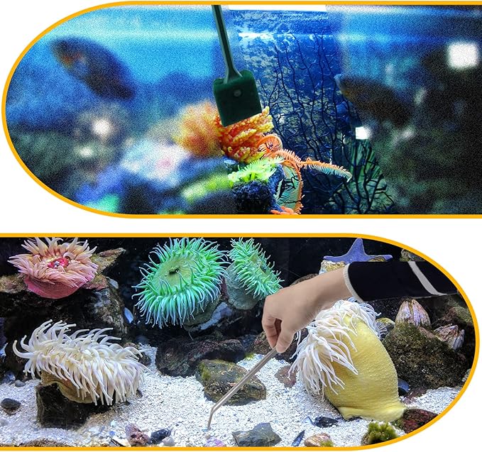 Fish Tank Cleaning Tools, 8 in 1 Aquarium Feeder Tools Kit, Aquarium Plants Cleaner, Stainless Steel Feeding-PawvioPets