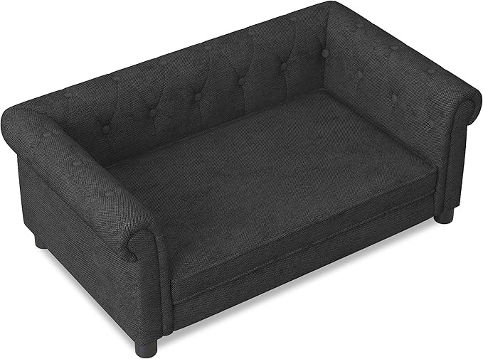 Dog Sofa Couch for Medium to Large Dogs, Memory Foam Pet Sofa Couch with Washable Fabric, Durable Elevated Dog Bed with Legs, Removable Cushion for Medium and Large Dogs, Black-PawvioPets