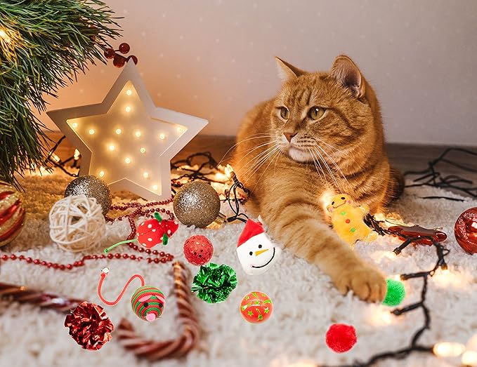 Fashion's Talk Holiday Festive Red Variety Pack Gift Box Cat Toy with Catnip, Box 20 Count-PawvioPets