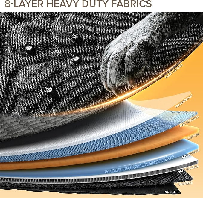 Back Seat Extender for Dogs, PVC Rods Support and Hard Bottom Car Seat Cover for Dogs, Heavy Duty Dog Car Seat Cover for Back Seat, Dog Hammock for Car, Waterproof Pet Bed For Car, SUV, Truck-PawvioPets