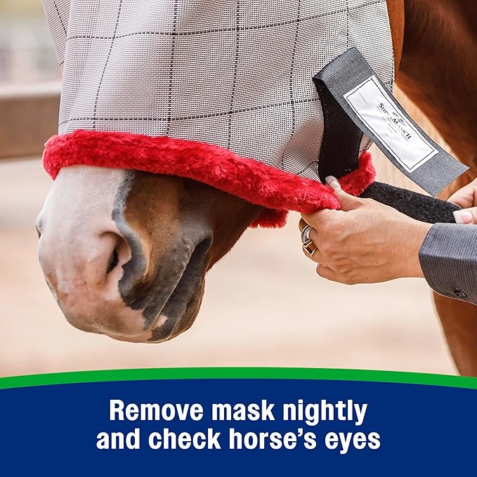 Farnam SuperMask II Fly Mask Without Ears for Larger Horses, Full Face Coverage and Eye Protection from Insect Pests, Structured Classic Styling Mesh with Plush Trim, XL Size-PawvioPets