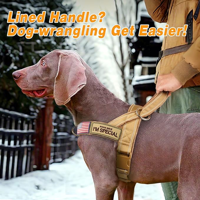 Forestpaw No Pull Dog Harness - Soft Flannel Padded Tactical Dog Vest Harness with Quick Release Buckle, Adjustable Reflective Pet Harness for Large Dogs Walking Training,Brown XL-PawvioPets