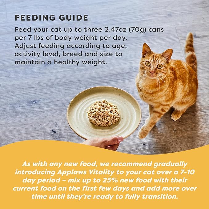 Applaws Vitality Wet Cat Food in Broth, Natural Canned Cat Food, Wet Food for Cats with Added Vitamins and Minerals, Grain and Carrageenan Free, Tuna Fillet & Shrimp in Broth (24 Count, 2.47 oz Cans)-PawvioPets