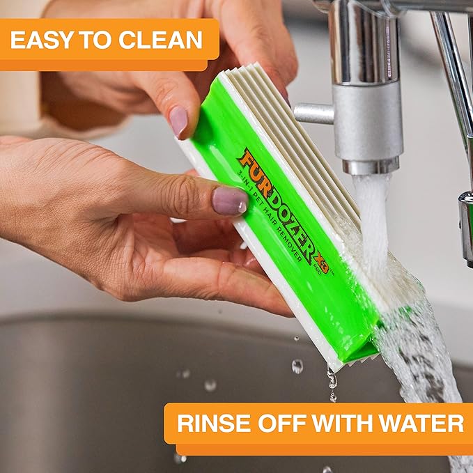 FurDozer X3 PRO Pet Hair Remover & Auto Detailing Tool - Cat & Dog Hair Remover for Carpets, Car Interiors, Couches, Bedding, & Pet Furniture - Reusable Pet Hair Removal Tool for Dog Fur & Lint, 5"-PawvioPets