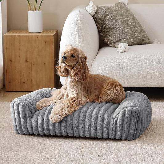 Arlee Saddle Sofa Memory Foam Pet Bed, Comfortable & Washable, Ideal for Dogs and Puppies, Extra Comfort, Couch Design, Crate & Kennel Furniture, Pet Supplies & Essentials, Grey, Medium-PawvioPets