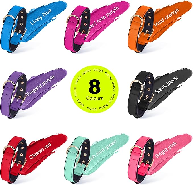 Didog Soft Padded Dog Collars for Small Dogs, Lightweight and Breathable Purple Dog Collar with Metal Buckle, Purple, M-PawvioPets