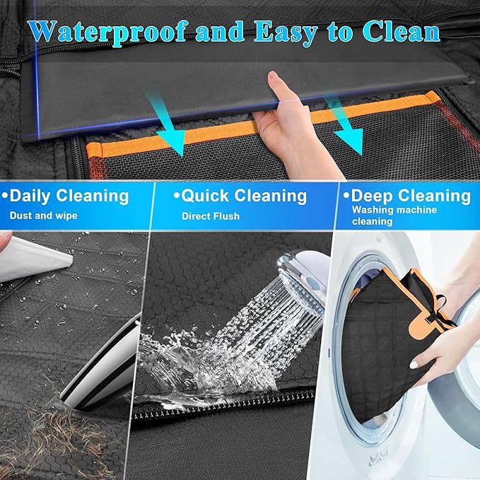 Dog Car Seat Cover for Back Seat, Hard Bottom Car Seat Cover for Dogs with Door Protectors for Traveling and Camping with Pets, Dog Car Seat Waterproof and Scratch-Resistant, Suitable for Cars-PawvioPets