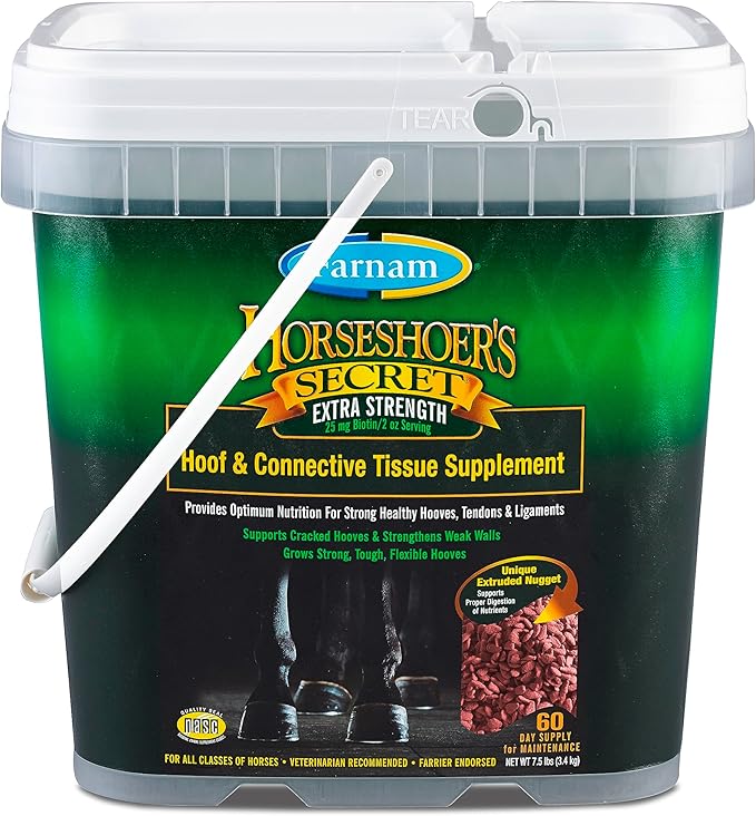 Farnam Horseshoer's Secret Extra Strength Hoof Supplements & Connective Tissue Supplement, Promotes Strong, Healthy Hooves, Tendon & ligaments, 7.5 lbs, 60 Day Supply-PawvioPets