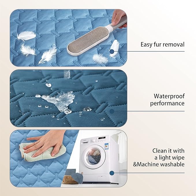 gogobunny 100% Double-Sided Waterproof Dog Bed Cover Pet Blanket Sofa Couch Furniture Protector for Puppy Large Dog Cat, Reversible (30x90 Inch (Pack of 1), Dark Blue/Light Blue)-PawvioPets