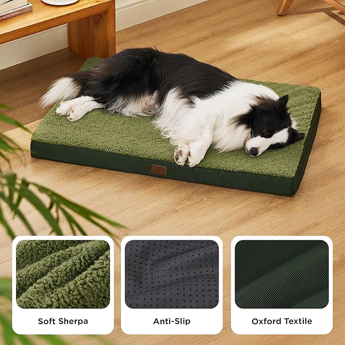 Bedsure Dog Beds Large Sized Dog - Orthopedic Flat Pet Beds with Removable Washable Cover, Egg Crate Foam Puppy Mat, Suitable for Pet Up to 65 lbs-PawvioPets