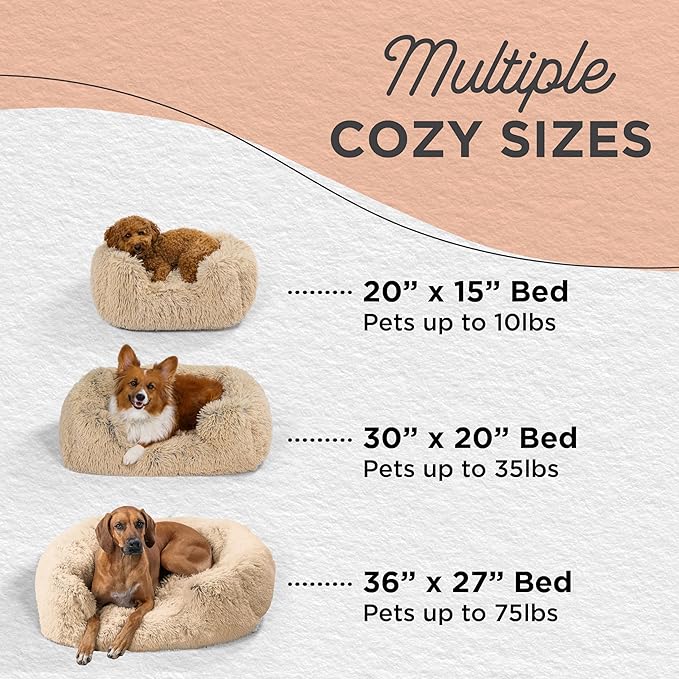 Best Friends by Sheri Shag Lounge Bed Calming Faux Fur Dog Bed, Taupe, Large 36" x 27"-PawvioPets