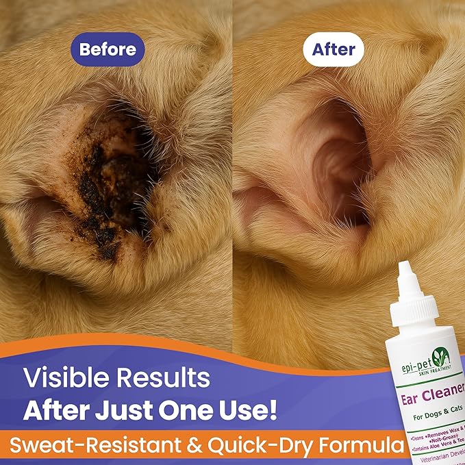 Dog & Cat Ear Cleaner Solution with Aloe Vera & Tea Tree Oil – Removes Itchy Ear Wax, Debris, Odor – Ears Wash, Drops & Flush for Pets, Dog Ears Cleaning, Cat Cleaner (4 oz- Pack of 3)-PawvioPets