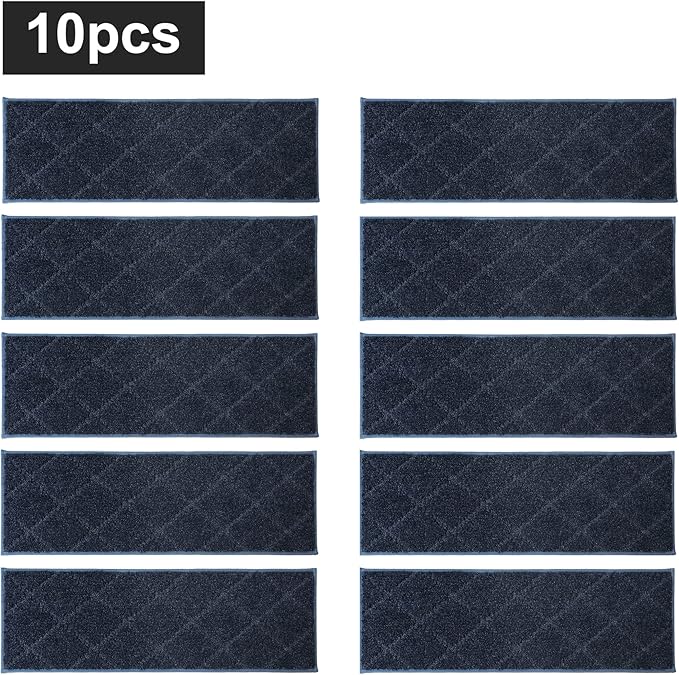 COSY HOMEER Edging Stair Treads Non-Slip Carpet Mat 28inX9in Indoor Stair Runners for Wooden Steps, Edging Stair Rugs for Kids and Dogs, 100% Polyester TPE Backing (10pc, Navy)-PawvioPets