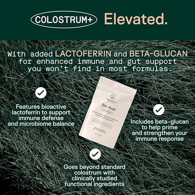 Adapt Naturals Colostrum Supplement with Lactoferrin & Beta-Glucan, Bio-Avail Grass Fed Bovine Colostrum Powder for Gut Health, Immune Support & Vitality | Non-GMO, 2500mg, Unflavored - 30 Days Supply-PawvioPets