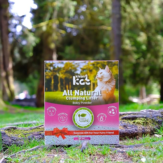 All Natural Clumping Cat Litter – Multiple Scents – Low Dust, Odor Control – Baby Powder 18 lb - Surprise Toy Inside-PawvioPets