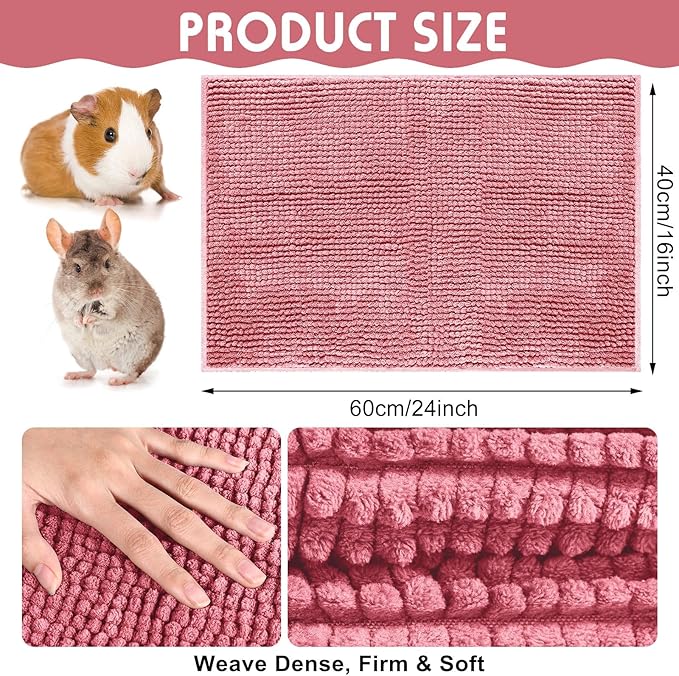 Amylove 4 Pcs Guinea Pig Cage Liner Guinea Pig Bedding Washable Fleece Pee Pads Reusable Small Animals Training Mat Small Animal Sleeping Bed for Bunny Hamster (Green Pink,16 x 24 Inch)-PawvioPets