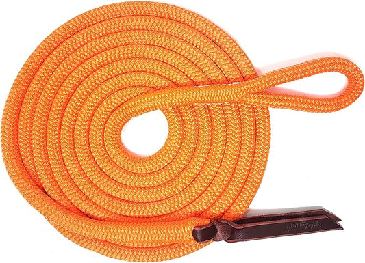 Double Braid Lead Rope with Eye Splice Loop, 12-14FT Lengths (Neon Orange, 14 ft.)-PawvioPets