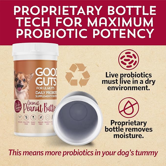 Fidobiotics Good Guts for Lil Mutts Probiotic for Dogs, Billions of CFUs, 11 Strains, 5 Digestive Enzymes, 2 Prebiotics, Digestive Gut Health for Dogs, Adult & Puppy Probiotics Supplements (30 Days)-PawvioPets