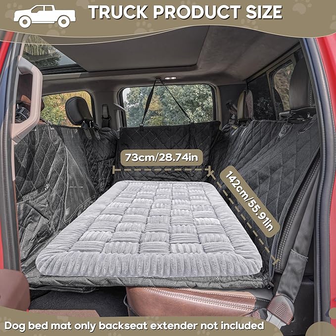 Dog Car Bed Mat, Non-Slip Backseat Extender Pet Blanket, Plaid Dog Bed for Trucks, Sedans & Large SUVs, Chew-Resistant Travel Pad for Dogs, Easy Clean & Scratch-Proof & Comfort（56"x28.7" Light Gray-PawvioPets