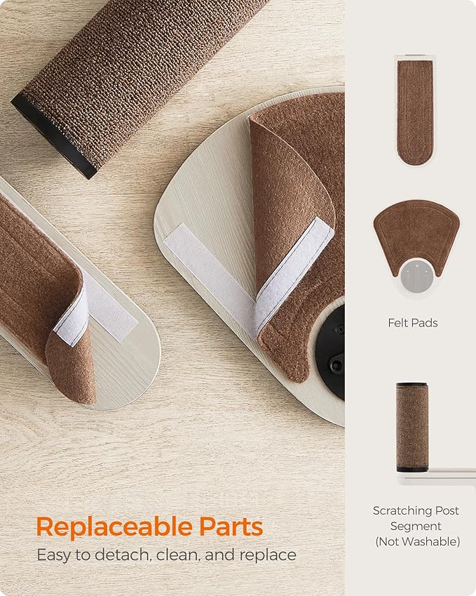 Feandrea Clickat Collection - No.006 Cat Tree Scratching Post, 39.7-Inch Tall Thicker Wall Mounted Cat Scratcher Posts, 2 Cats Perch Platform, Easy Assembly, Suit for Multi Cats Climb Play Nap Scratch-PawvioPets