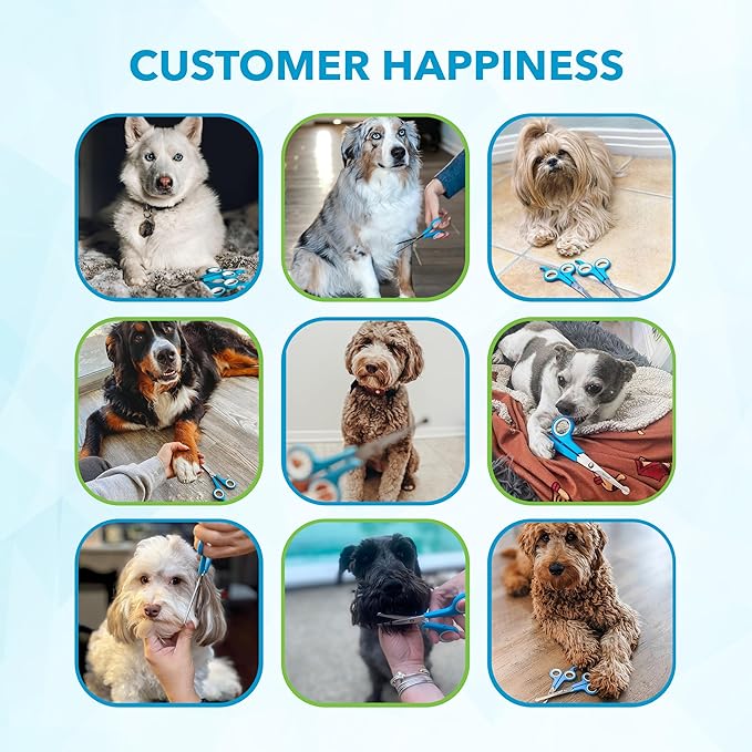 BOSHEL Dog Grooming Scissors for Dogs at Home (2 Pc) - Razor Sharp Stainless Steel Dog Scissors for Grooming - Professional Pet Scissor Set for Dogs & Cats - Best Pet Shears with Rounded Safety Tips-PawvioPets