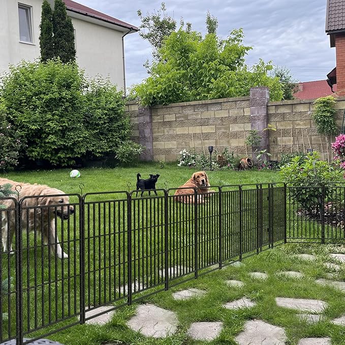 Dog Playpen Outdoor 24 Panels Heavy Duty Dog Fence 47" Height with Thick Pipe Anti-Rust with Doors Portable for RV Camping Yard, Total 54FT, 227 Sq.ft, Snowy Black-PawvioPets