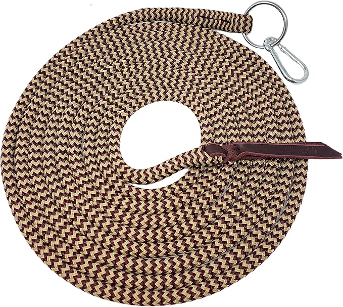 22' Long Line with SS O Ring and Carabiner (Burgundy Beige)-PawvioPets