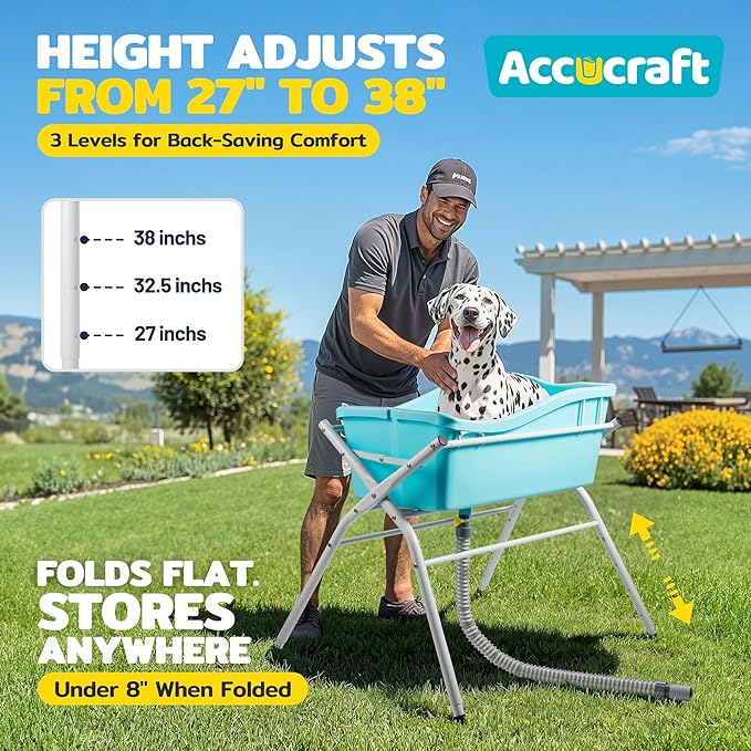 Dog Bath Tub, Portable Dog Washing Bathing Station, 3 Levels Elevated Foldable Dog Bath for Shower and Grooming, Collapsible Shower Bathtub Pet Tub for Small and Medium Size Dogs-PawvioPets