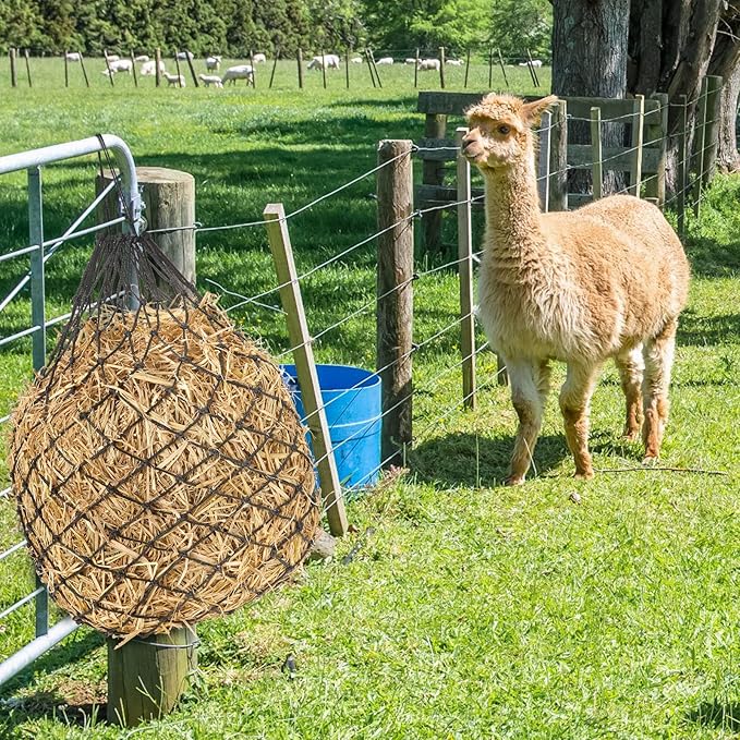 Fabbay 4 Pcs Slow Feed Hay Net Feeder Hay Bag for Horses Slow Feeder 40 Inch Length with 2 Inch Holes Hanging Horse Feed Net for Goat Cattle Equine Stalls Barn Supplies(Black)-PawvioPets