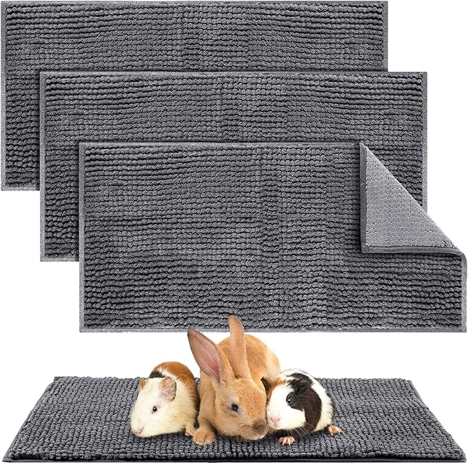 Amylove 4 Pcs Guinea Pig Cage Liner Guinea Pig Bedding Washable Fleece Pee Pads Reusable Small Animals Training Mat Small Animal Sleeping Bed for Bunny Hamster(Dark Gray,14 x 28 Inch)-PawvioPets