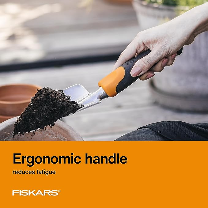Fiskars Ergo Garden Trowel for Digging and Planting, Heavy Duty Gardening Hand Tool with Hanging Hole-PawvioPets