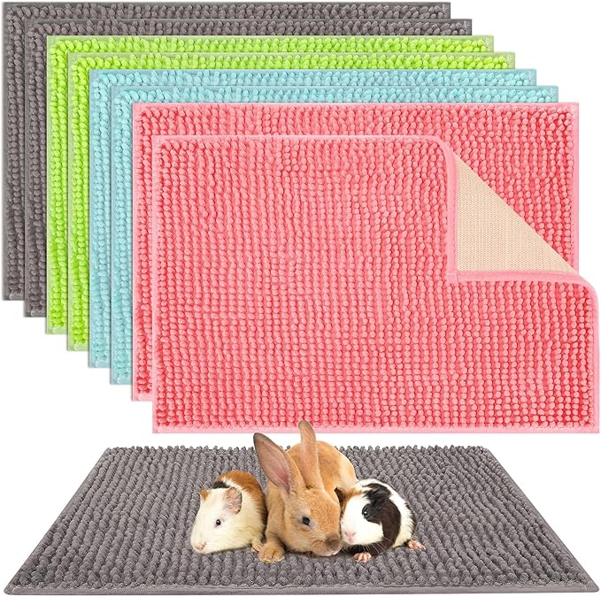 Barydat 8 Pcs Guinea Pig Cage Liner for Guinea Pig Cage Bedding Reusable Rabbit Mat Pad Washable Training Pad Animal Sleeping Bedding Mat(16x12'',Gray, Green, Pink, Blue)-PawvioPets