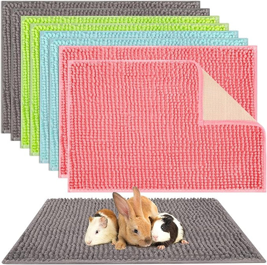 Barydat 8 Pcs Guinea Pig Cage Liner for Guinea Pig Cage Bedding Reusable Rabbit Mat Pad Washable Training Pad Animal Sleeping Bedding Mat(16x12'',Gray, Green, Pink, Blue)-PawvioPets