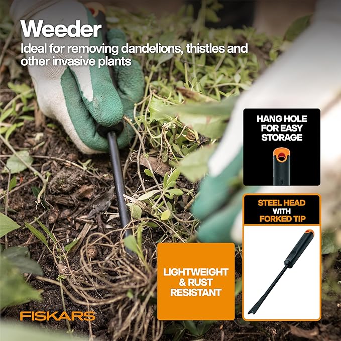 Fiskars Vegetable Garden Tool Set with Vegetable Shears, Seed Sower, Trowel, Cultivator, Weeder, and L/XL Garden Gloves for Indoor or Outdoor Gardening (6 Piece Kit), Gardening Gifts for Women-PawvioPets