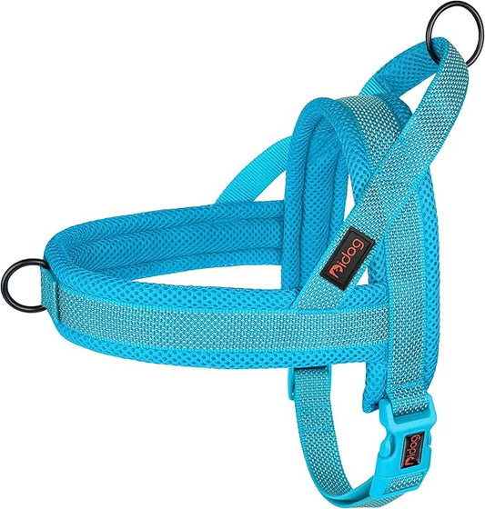 Didog No Pull Dog Harness with Breathable Mesh Padded, Full Reflective & Quick Fit Adjustable Vest Harness, Easy for Training Walking for Small & Medium and Large Dogs (Blue, M:Chest 21-26")-PawvioPets