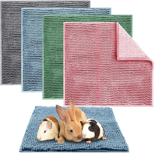 Amylove 4 Pcs Guinea Pig Cage Liner Guinea Pig Bedding Washable Fleece Pee Pads Reusable Small Animals Training Mat Small Animal Sleeping Bed for Bunny Hamster(Mixed Colors,12 x 12 Inch)-PawvioPets