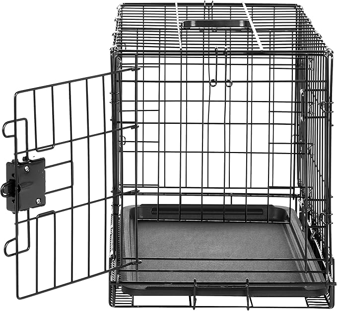 Amazon Basics Durable, Foldable Metal Wire Pet Crate with Tray, Portable and Sturdy for Travel, Single Door, Divider Panel, Perfect Size for Small Dogs, 22 x 13 x 16 in, Black-PawvioPets