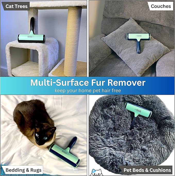 Reusable Pet Hair Remover-Lint Roller for Couch, Furniture, Carpet, Clothing and Bedding, Eco-Friendly Cat and Dog Hair Remover, Portable Pet Hair Removal Tool in Mint Green-PawvioPets
