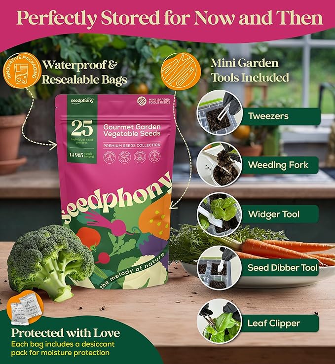 25 Gourmet Garden Vegetable Seeds Variety Pack - 14,965+ Non-GMO Heirloom Vegetables Seeds for Planting Indoor&Outdoor Home Garden Seeds - Gardening Seed Packets for Planting Vegetable Seeds-PawvioPets