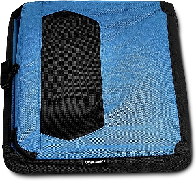 Amazon Basics Folding Portable Soft Pet Dog Crate Carrier Kennel, 36 x 24 x 24 inches, Blue-PawvioPets